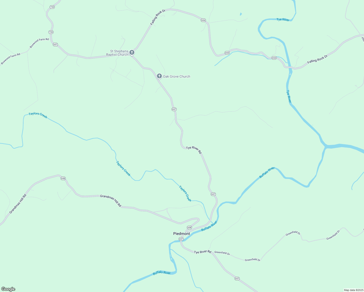 map of restaurants, bars, coffee shops, grocery stores, and more near Tye River Road in Amherst