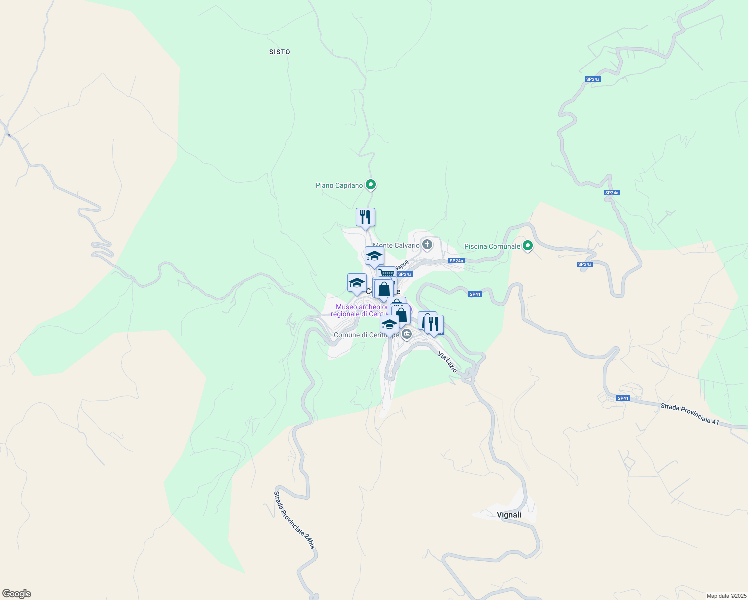 map of restaurants, bars, coffee shops, grocery stores, and more near 6 Via Luigi Capuana in Centuripe