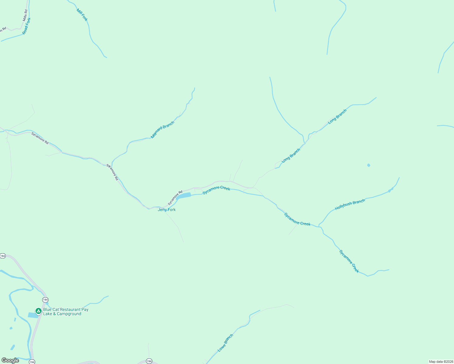 map of restaurants, bars, coffee shops, grocery stores, and more near 2460-2938 Sycamore Road in Pikeville