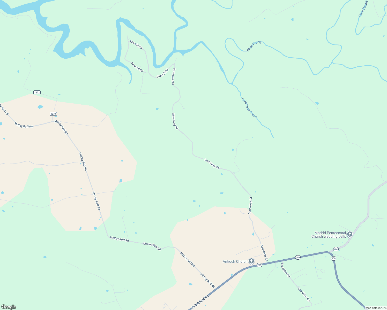 map of restaurants, bars, coffee shops, grocery stores, and more near Gannaway Road in Leitchfield