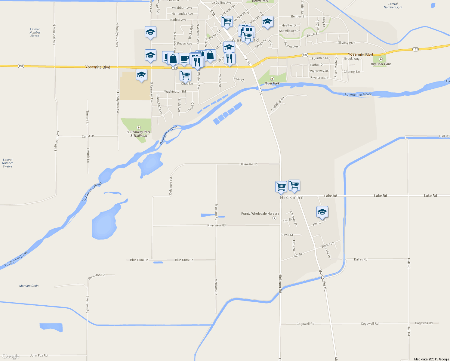 map of restaurants, bars, coffee shops, grocery stores, and more near 770 Merriam Road in Hickman