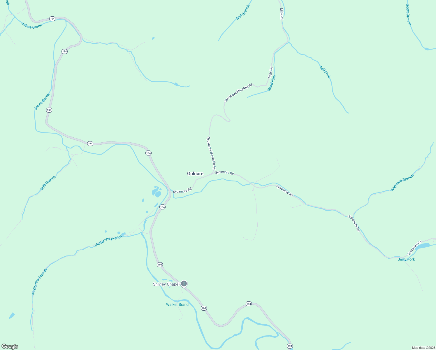 map of restaurants, bars, coffee shops, grocery stores, and more near Sycamore Road in Pikeville