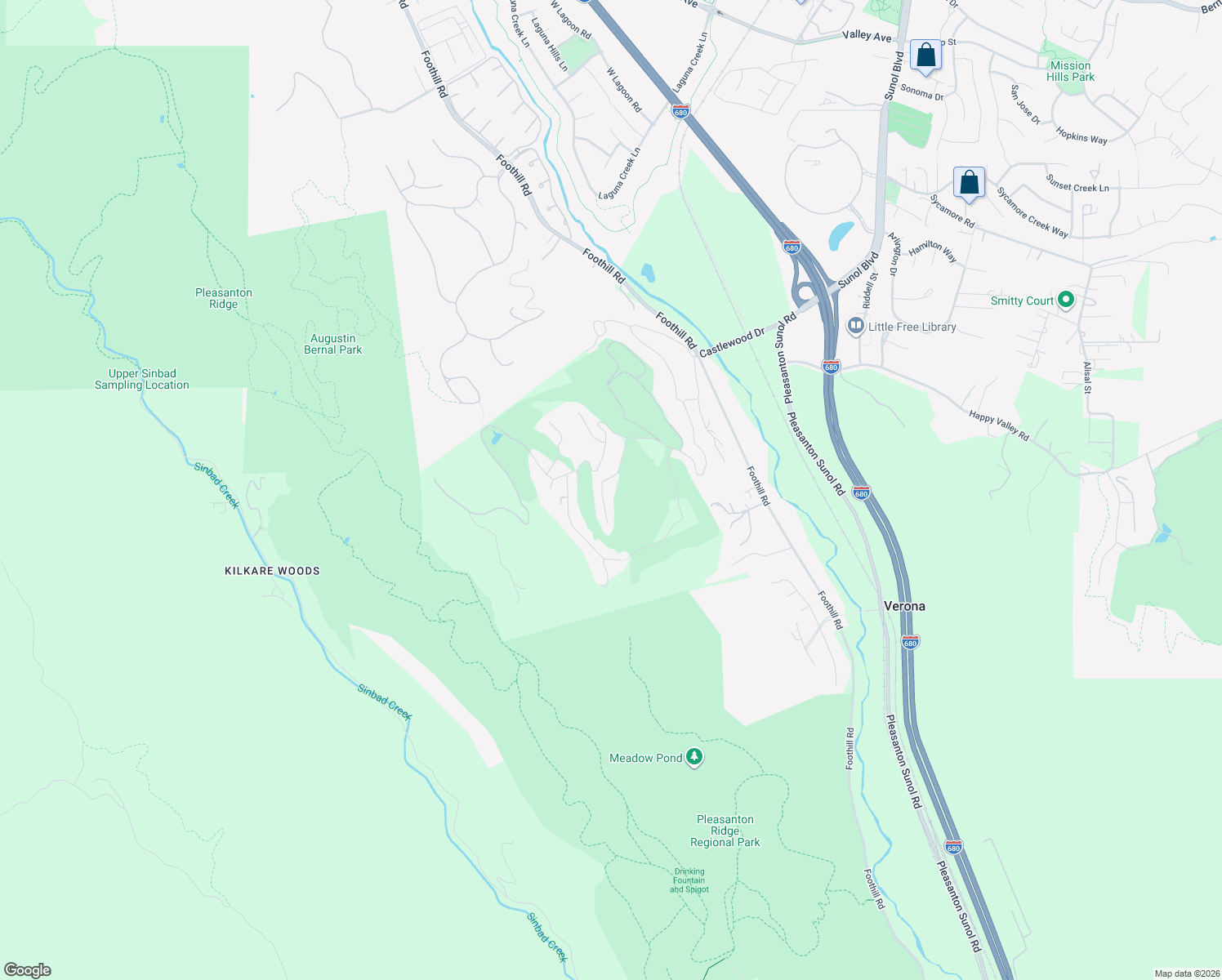 map of restaurants, bars, coffee shops, grocery stores, and more near 11 Greens Lane in Pleasanton