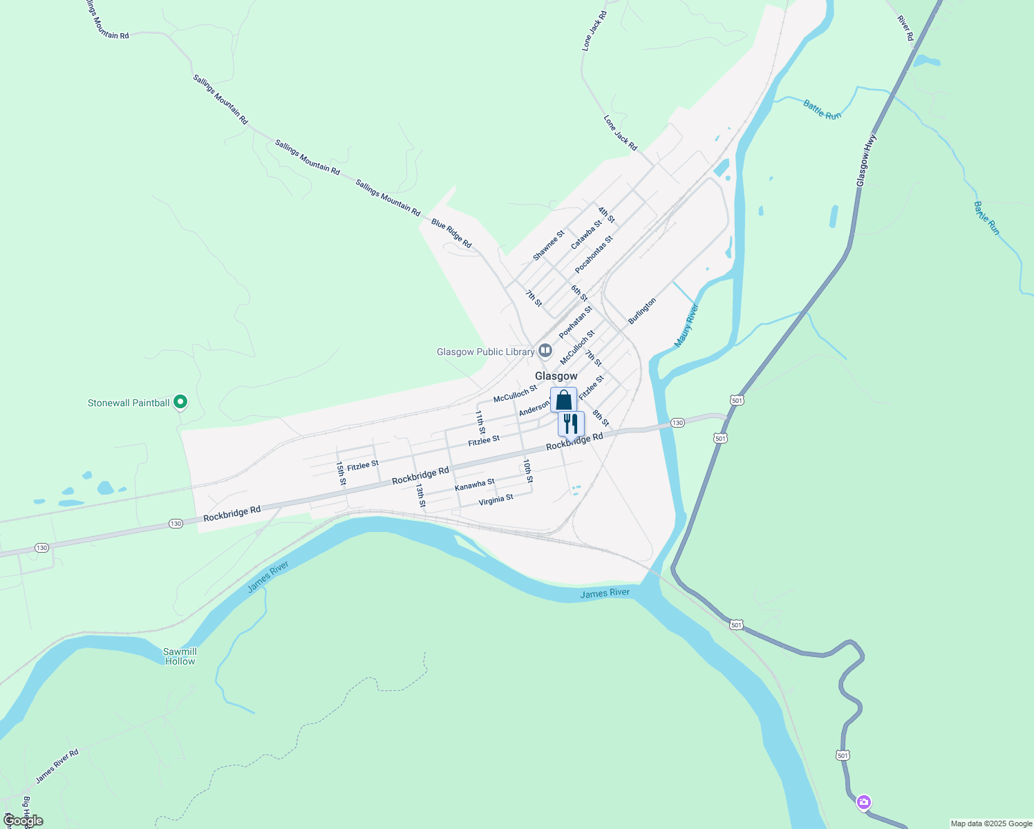 map of restaurants, bars, coffee shops, grocery stores, and more near 999 Anderson Street in Glasgow