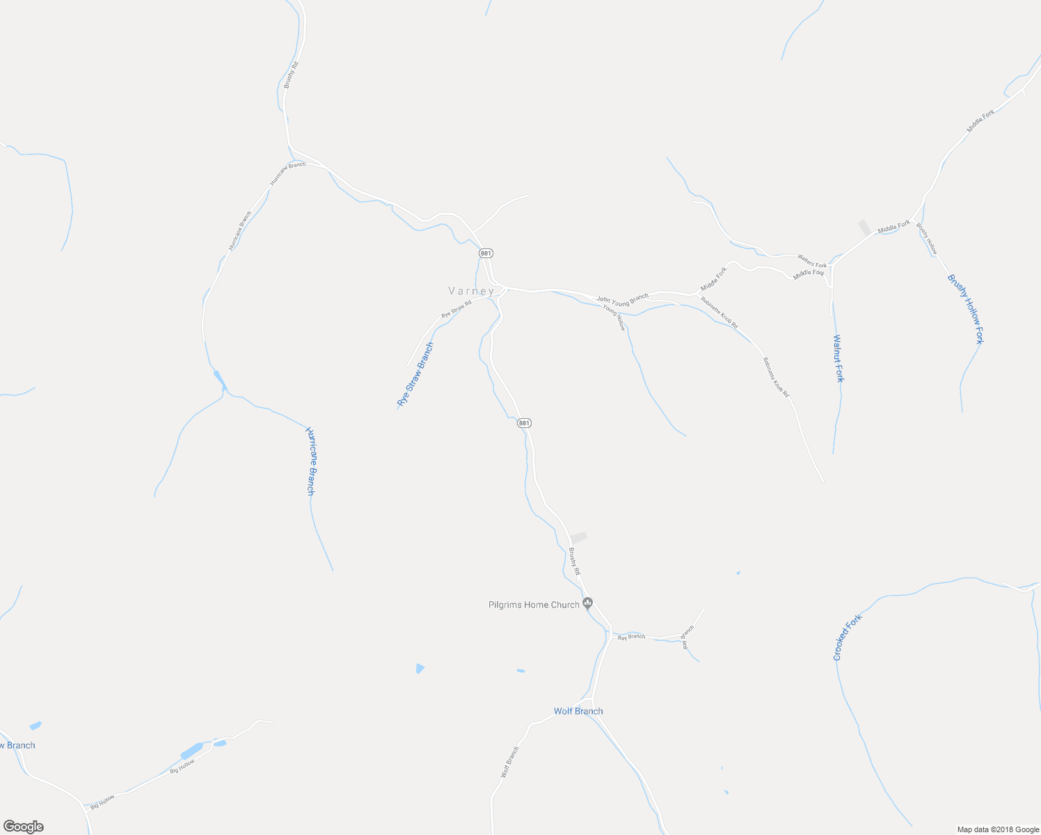 map of restaurants, bars, coffee shops, grocery stores, and more near 3941 Brushy Road in Belfry