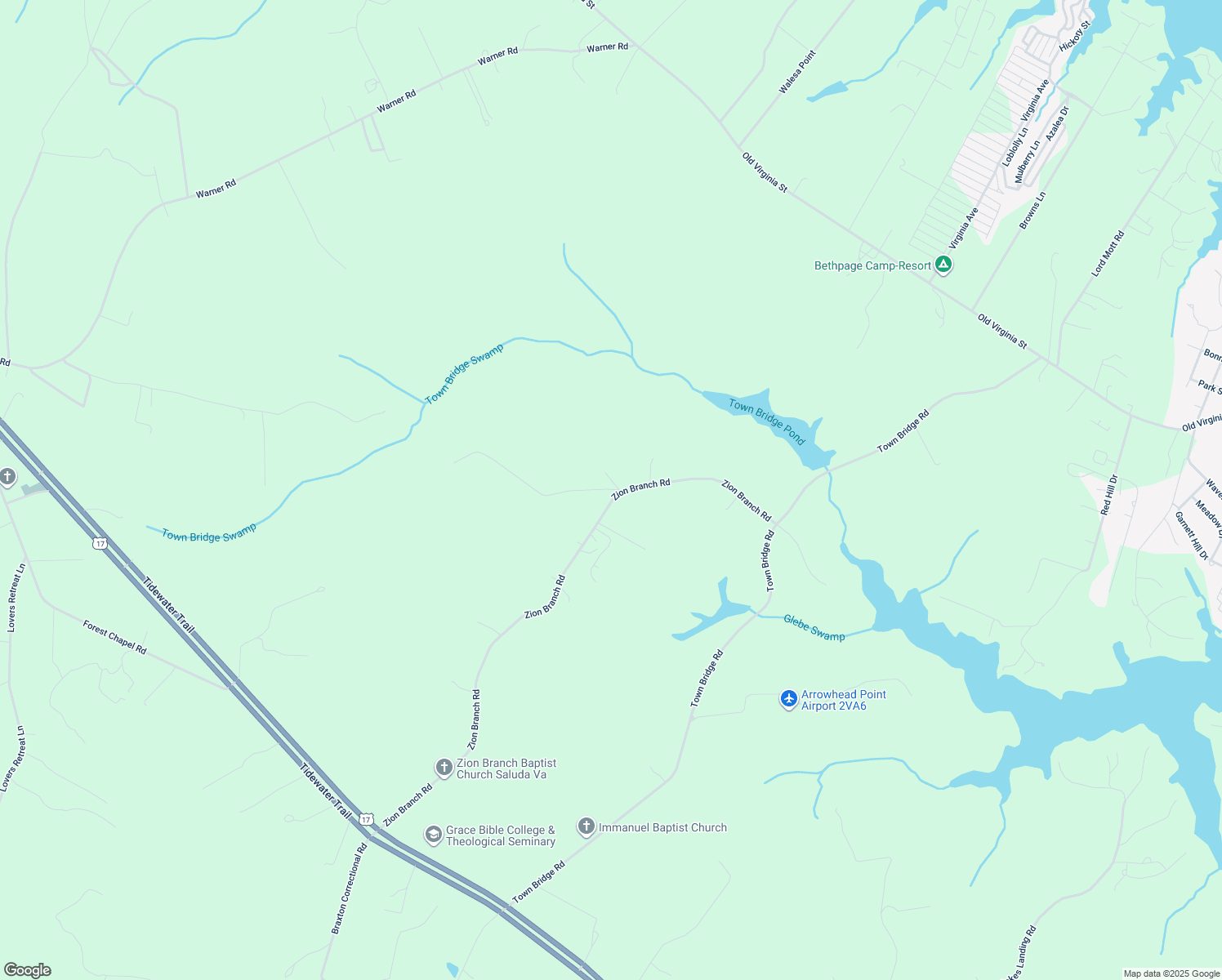 map of restaurants, bars, coffee shops, grocery stores, and more near East Hickory Neck Road in Saluda