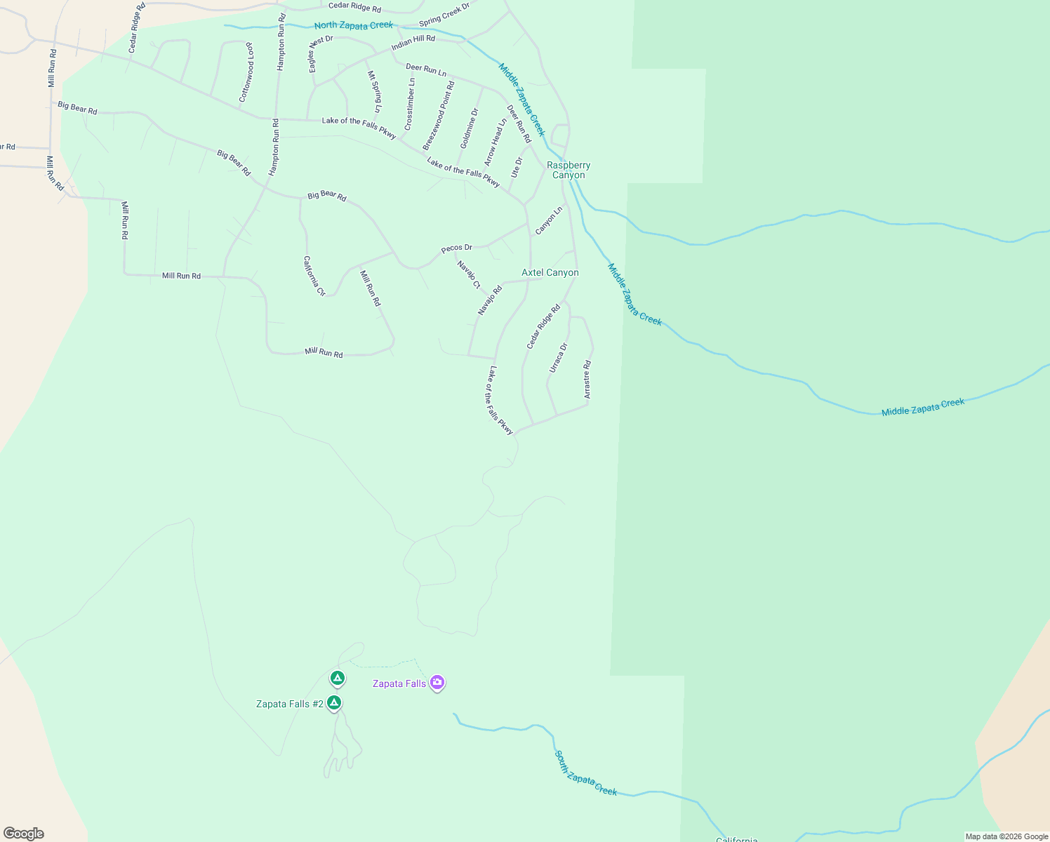 map of restaurants, bars, coffee shops, grocery stores, and more near 338 Cedar Ridge Road in Mosca