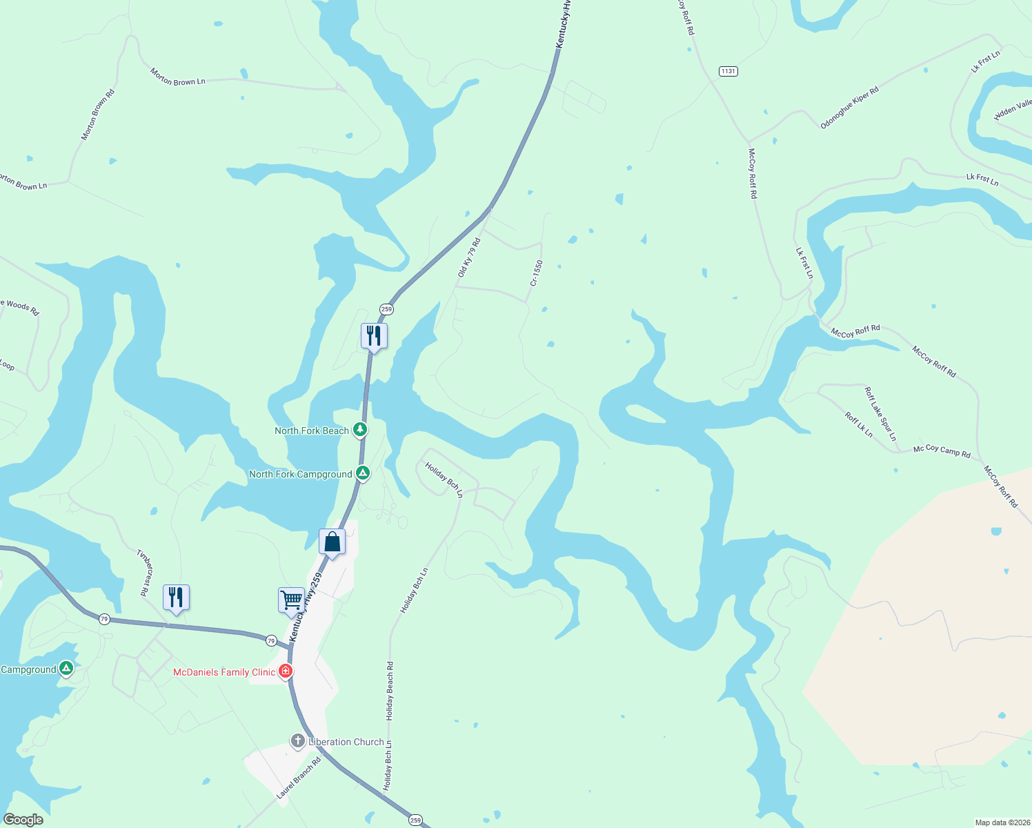 map of restaurants, bars, coffee shops, grocery stores, and more near Critchelow Lakehaven Rd in Breckinridge