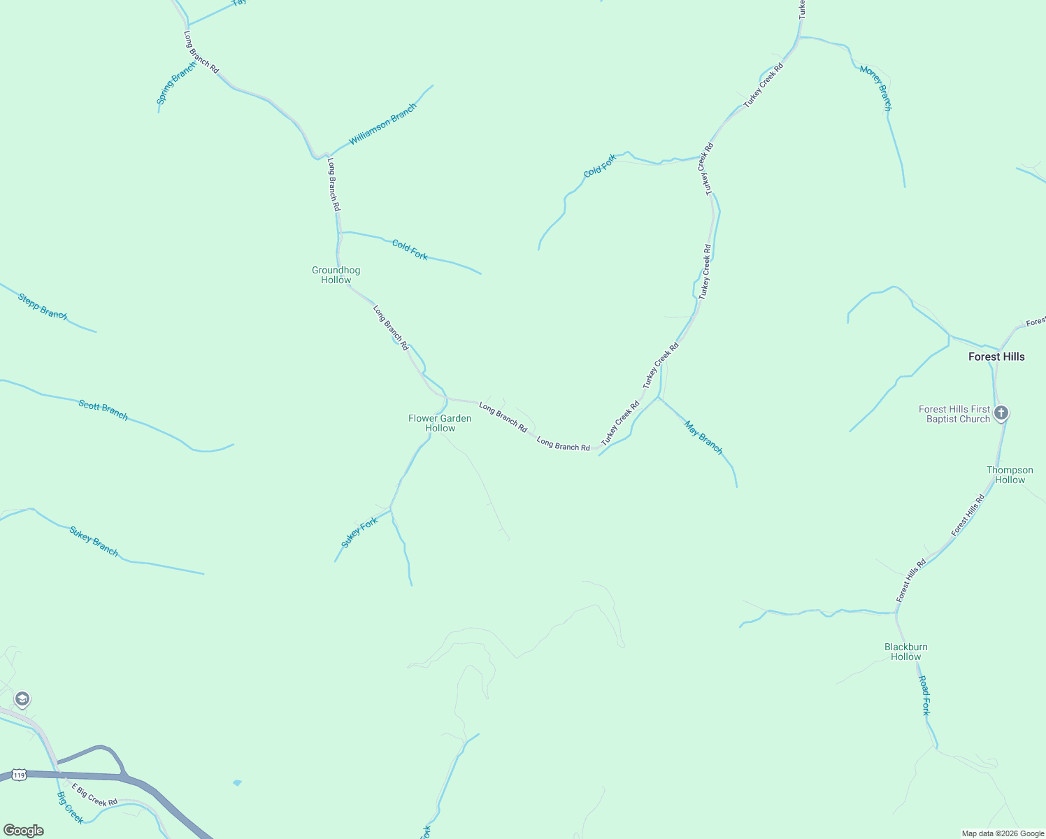 map of restaurants, bars, coffee shops, grocery stores, and more near 3400-3716 Long Branch Road in Belfry