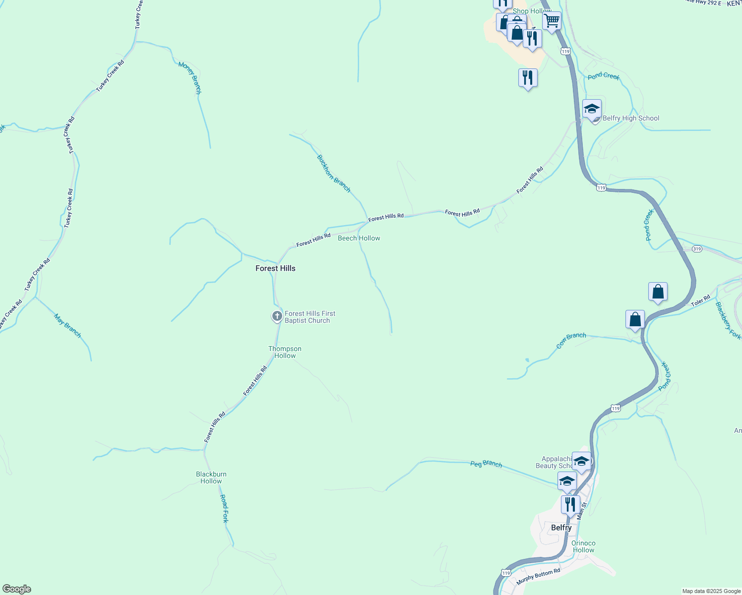 map of restaurants, bars, coffee shops, grocery stores, and more near in Forest Hills
