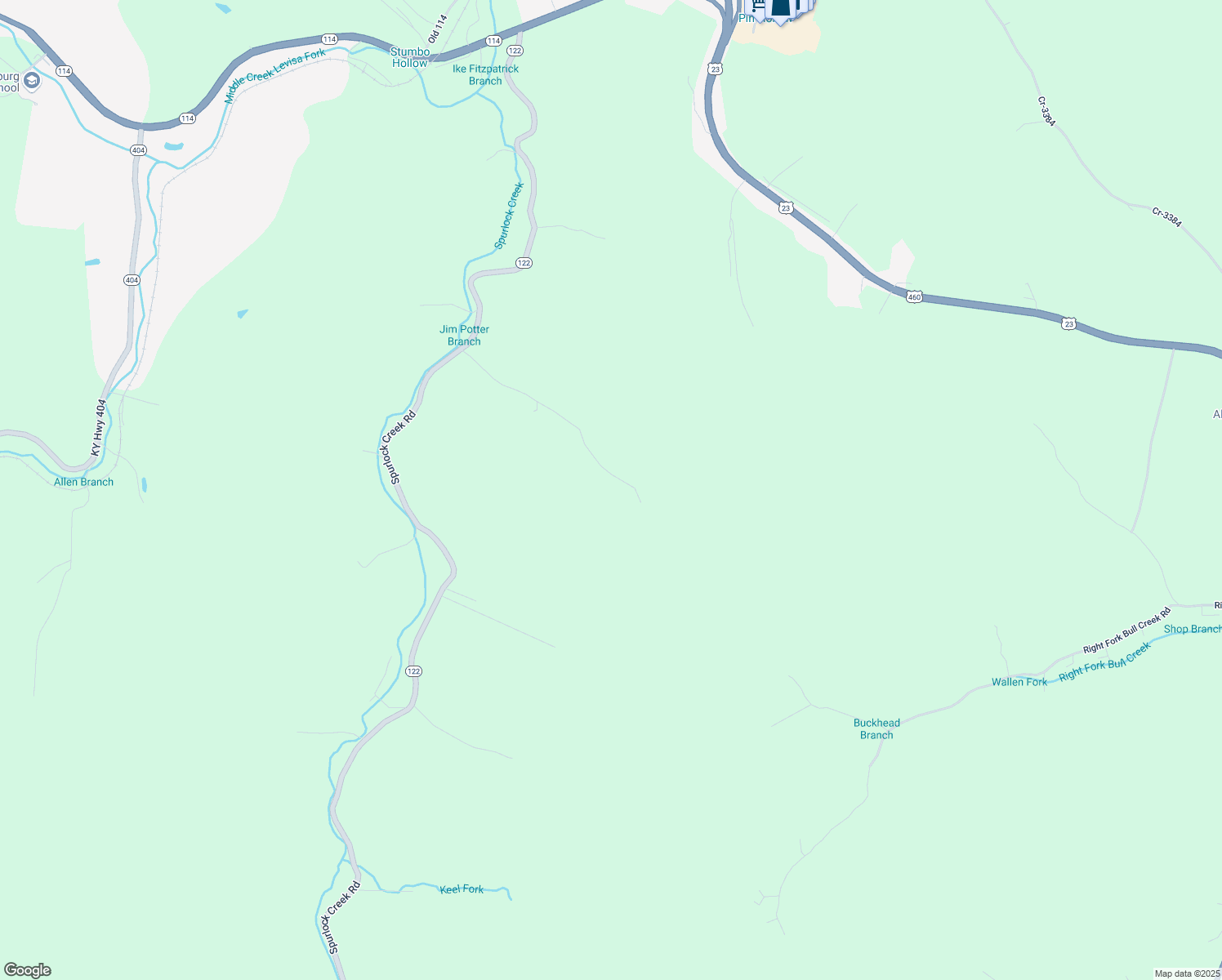 map of restaurants, bars, coffee shops, grocery stores, and more near 606 Jim Potter Branch in Prestonsburg