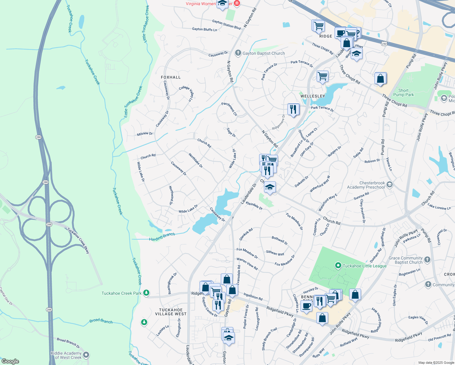 map of restaurants, bars, coffee shops, grocery stores, and more near 2744 Spinnaker Court in Richmond