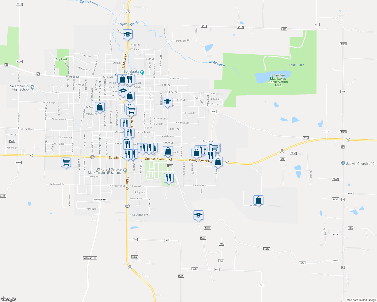 map of restaurants, bars, coffee shops, grocery stores, and more near 1001 Bay Court in Salem