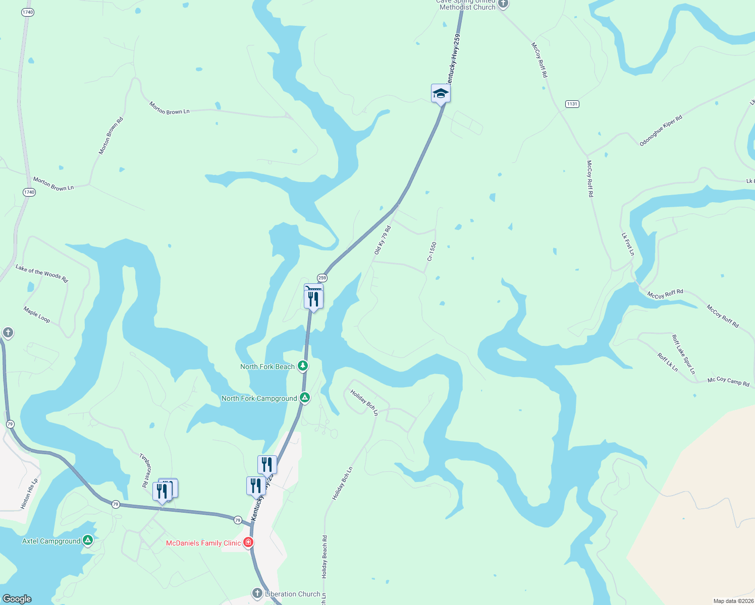 map of restaurants, bars, coffee shops, grocery stores, and more near Critchelow Lakehaven Rd in Breckinridge