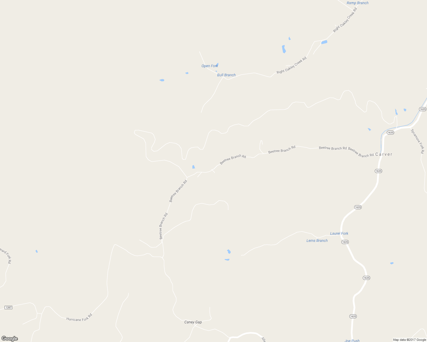 map of restaurants, bars, coffee shops, grocery stores, and more near Bee-Tree Spur Road in Salyersville