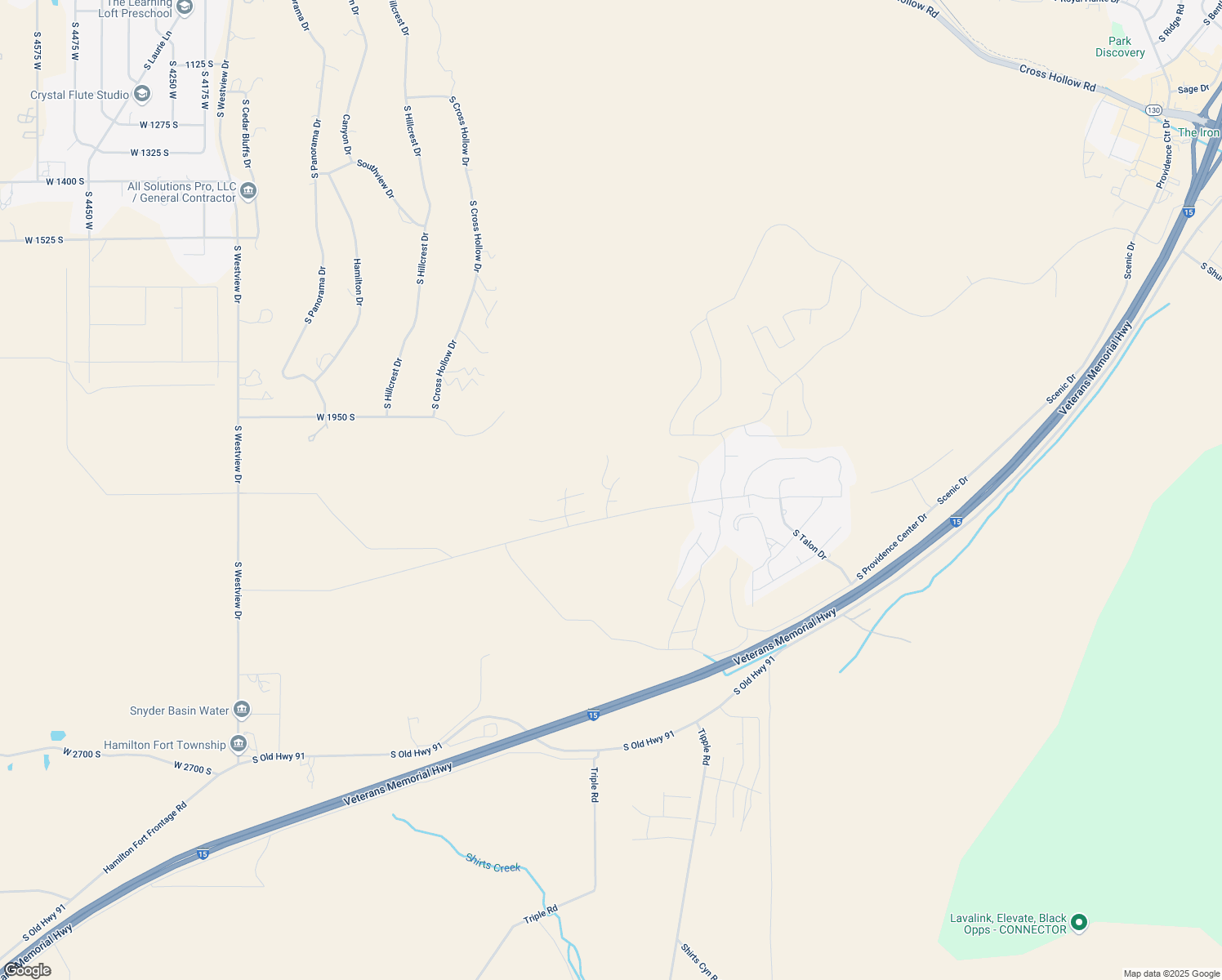 map of restaurants, bars, coffee shops, grocery stores, and more near West South Mountain Drive in Cedar City