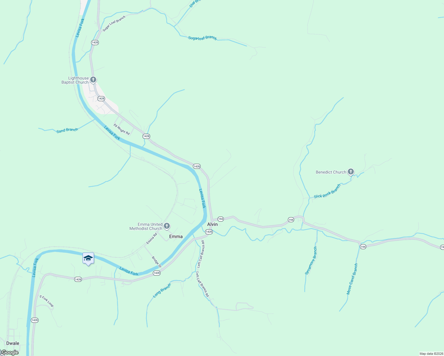 map of restaurants, bars, coffee shops, grocery stores, and more near Emily Enterprise Road in Floyd County