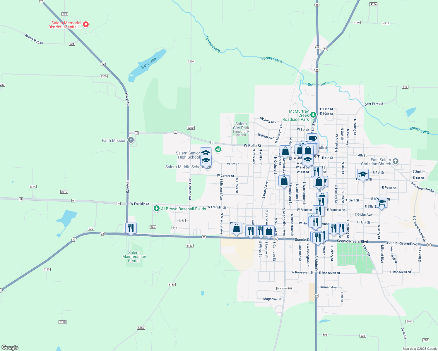 map of restaurants, bars, coffee shops, grocery stores, and more near 1409 West Center Street in Salem
