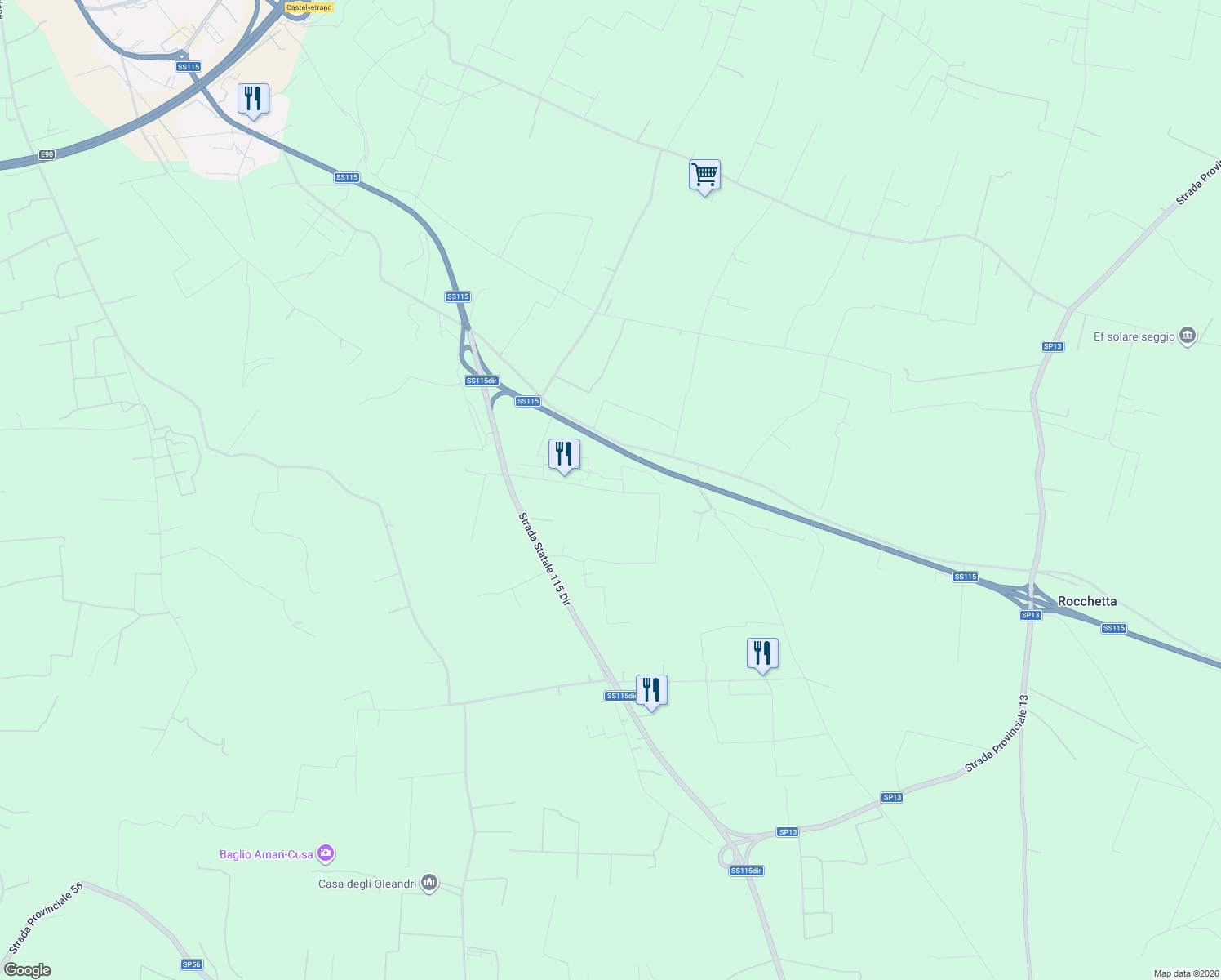 map of restaurants, bars, coffee shops, grocery stores, and more near in Free municipal consortium of Trapani