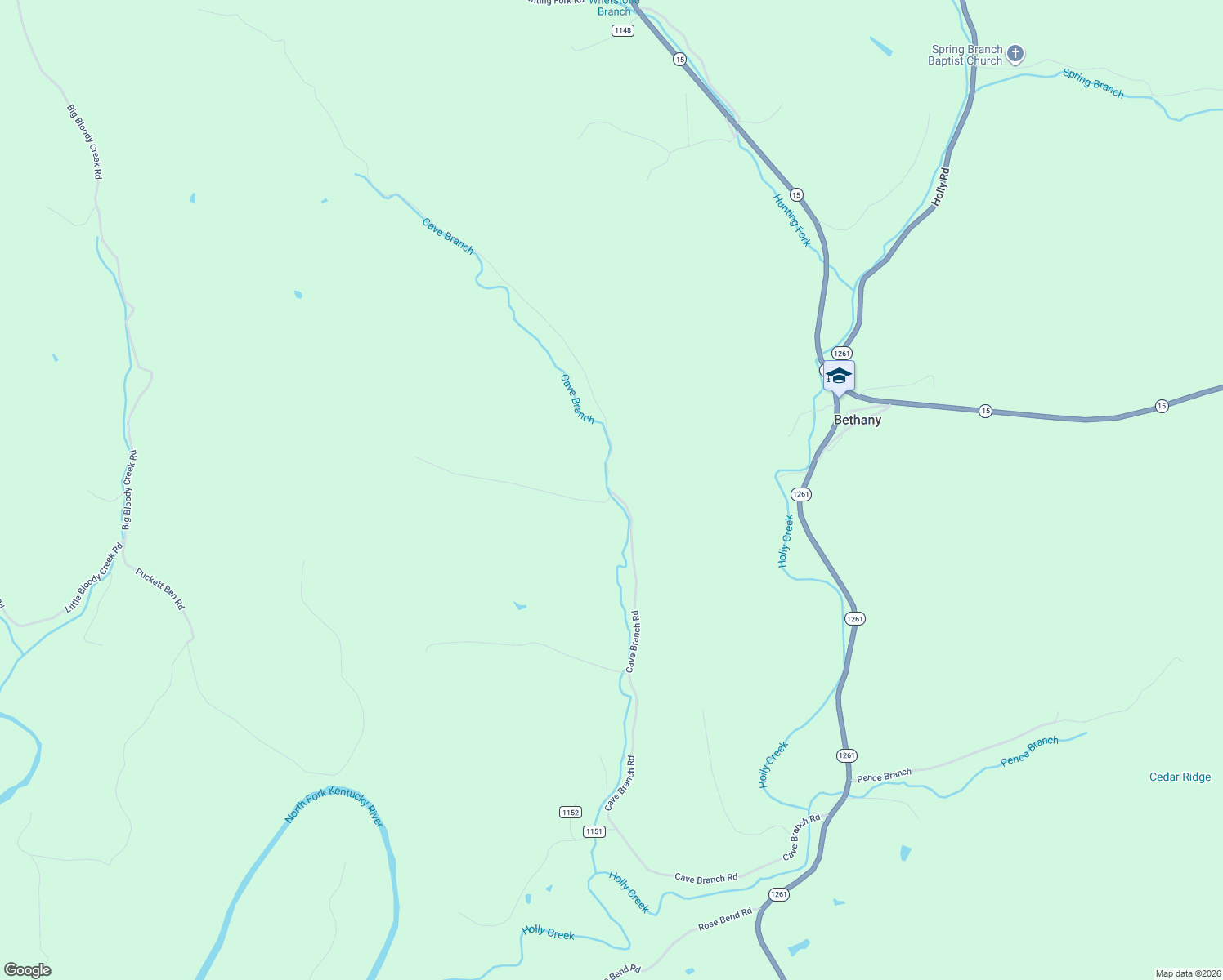 map of restaurants, bars, coffee shops, grocery stores, and more near 285 Tom Rose Branch Road in Campton