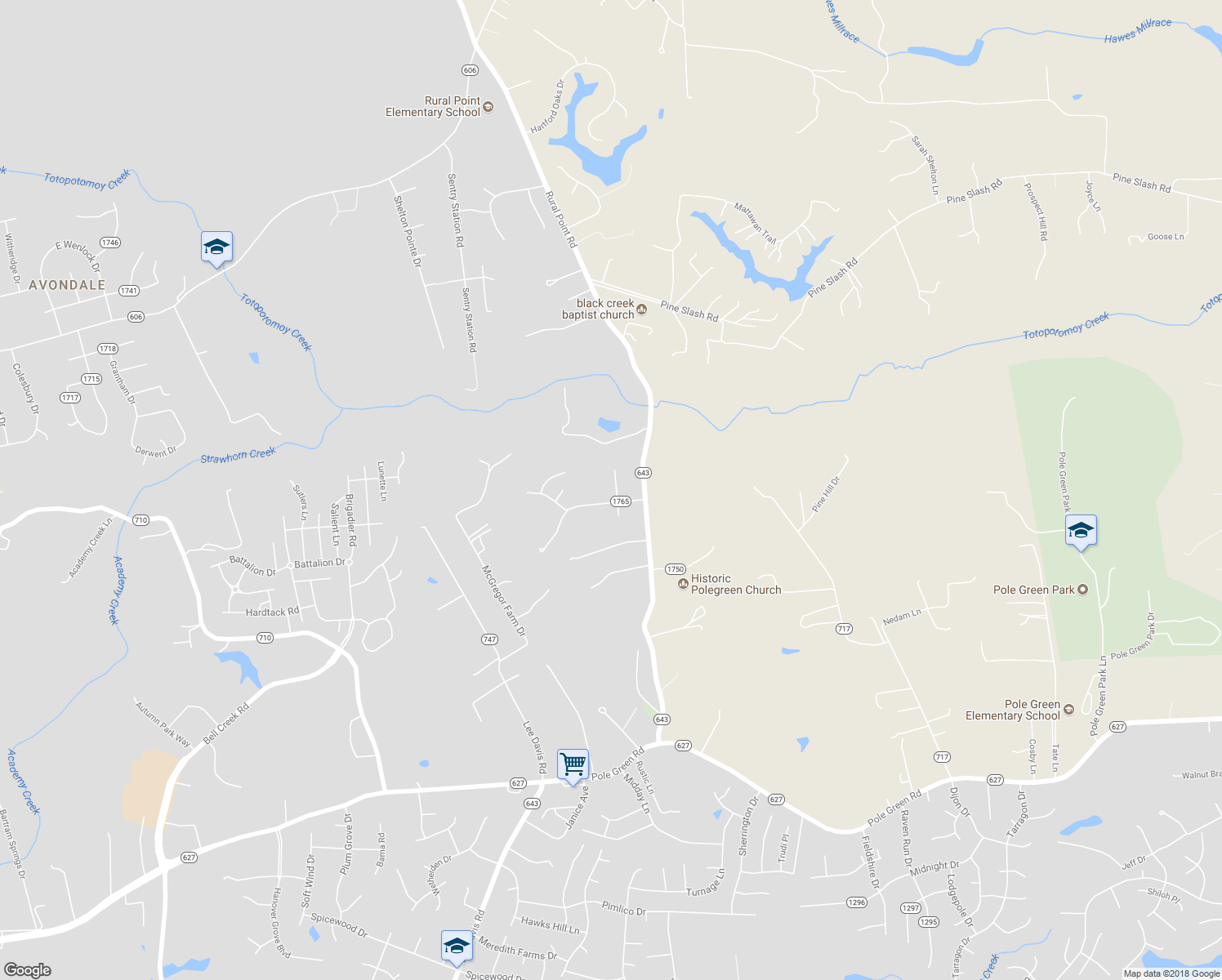 map of restaurants, bars, coffee shops, grocery stores, and more near 9099 Mossy Brook Road in Mechanicsville