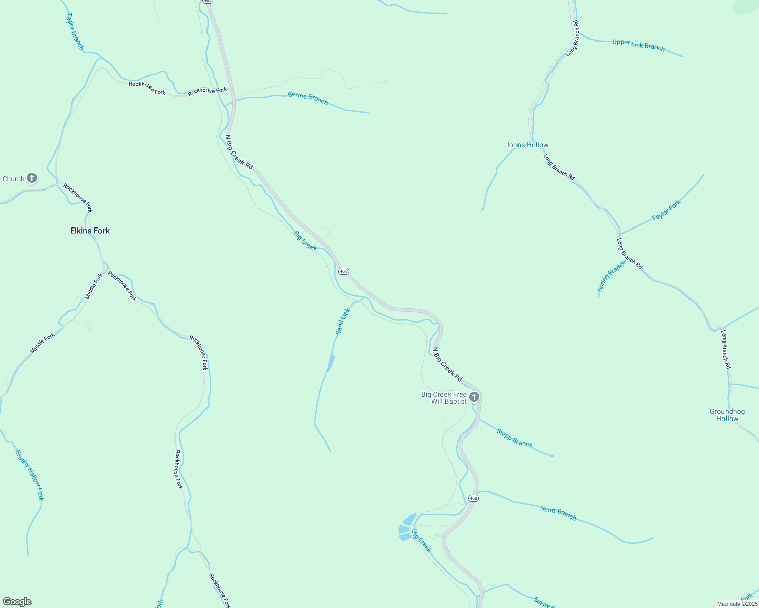 map of restaurants, bars, coffee shops, grocery stores, and more near 2508 North Big Creek Road in Belfry