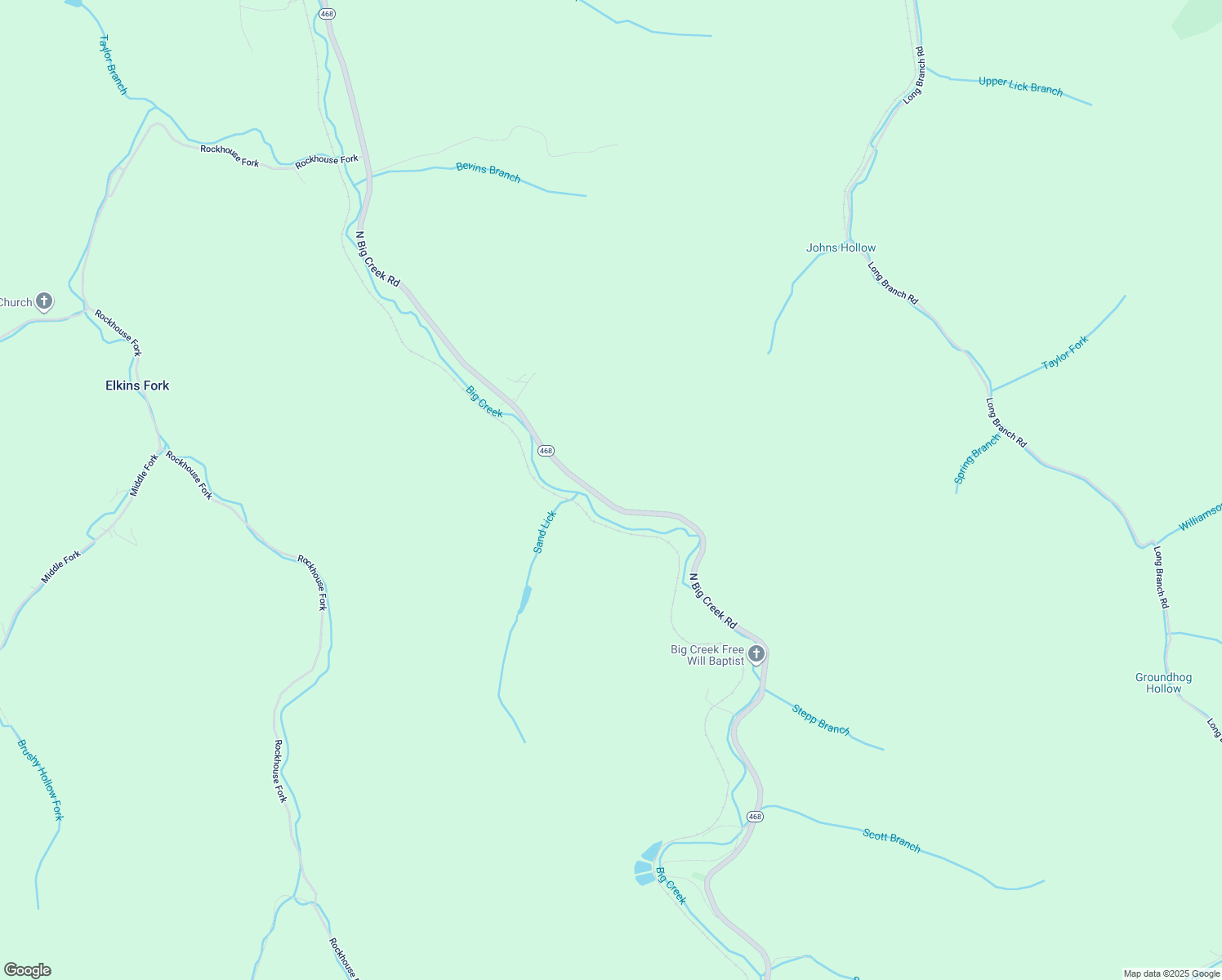 map of restaurants, bars, coffee shops, grocery stores, and more near 2508 North Big Creek Road in Belfry