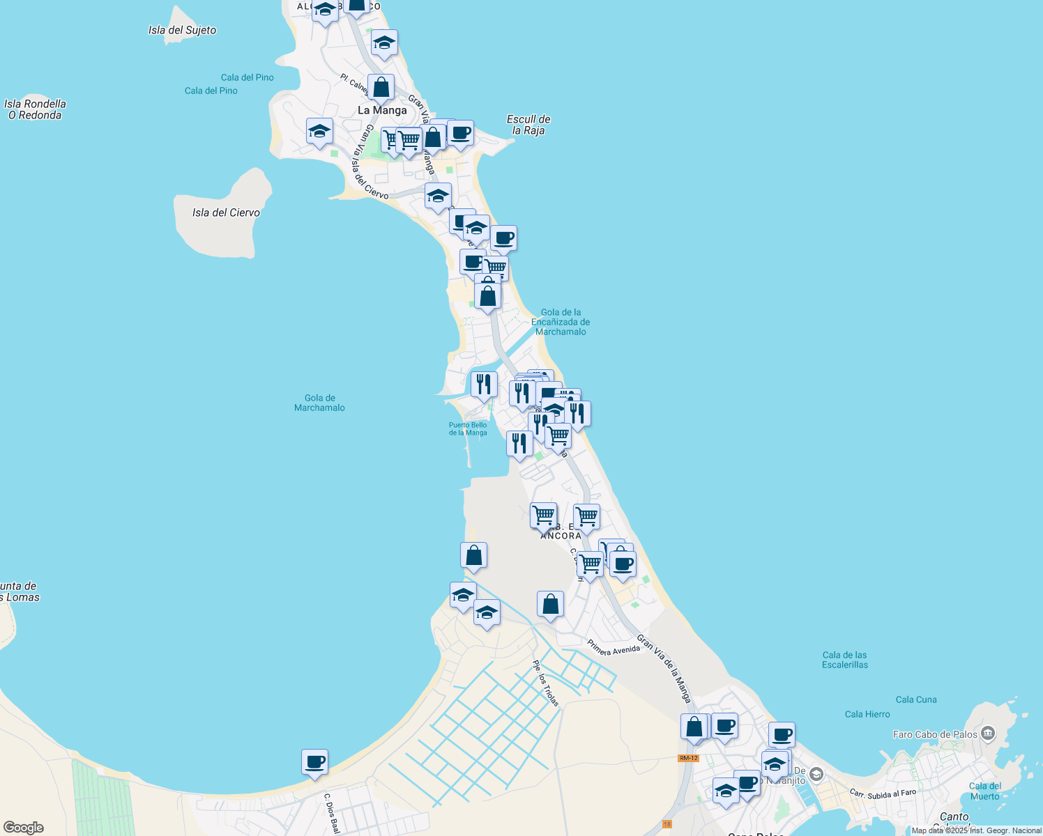 map of restaurants, bars, coffee shops, grocery stores, and more near 19 Calle H in Cartagena