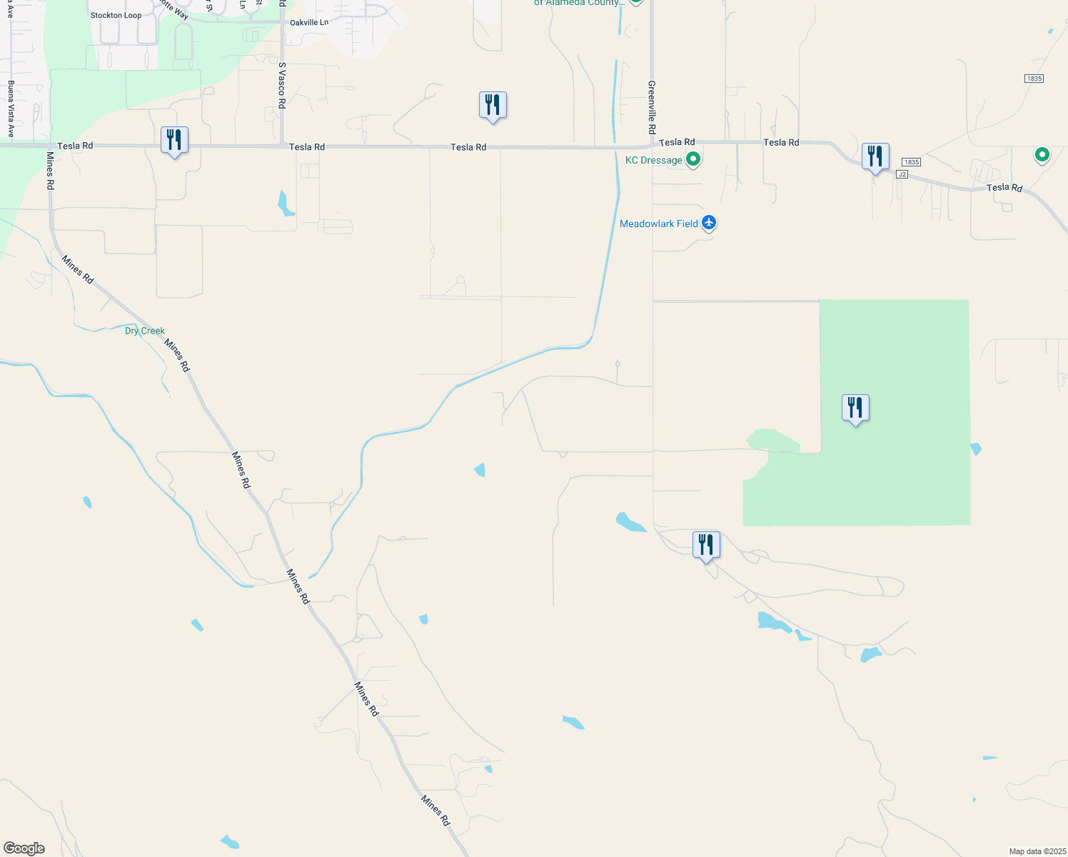 map of restaurants, bars, coffee shops, grocery stores, and more near 7383 Cedar Mountain Road in Livermore