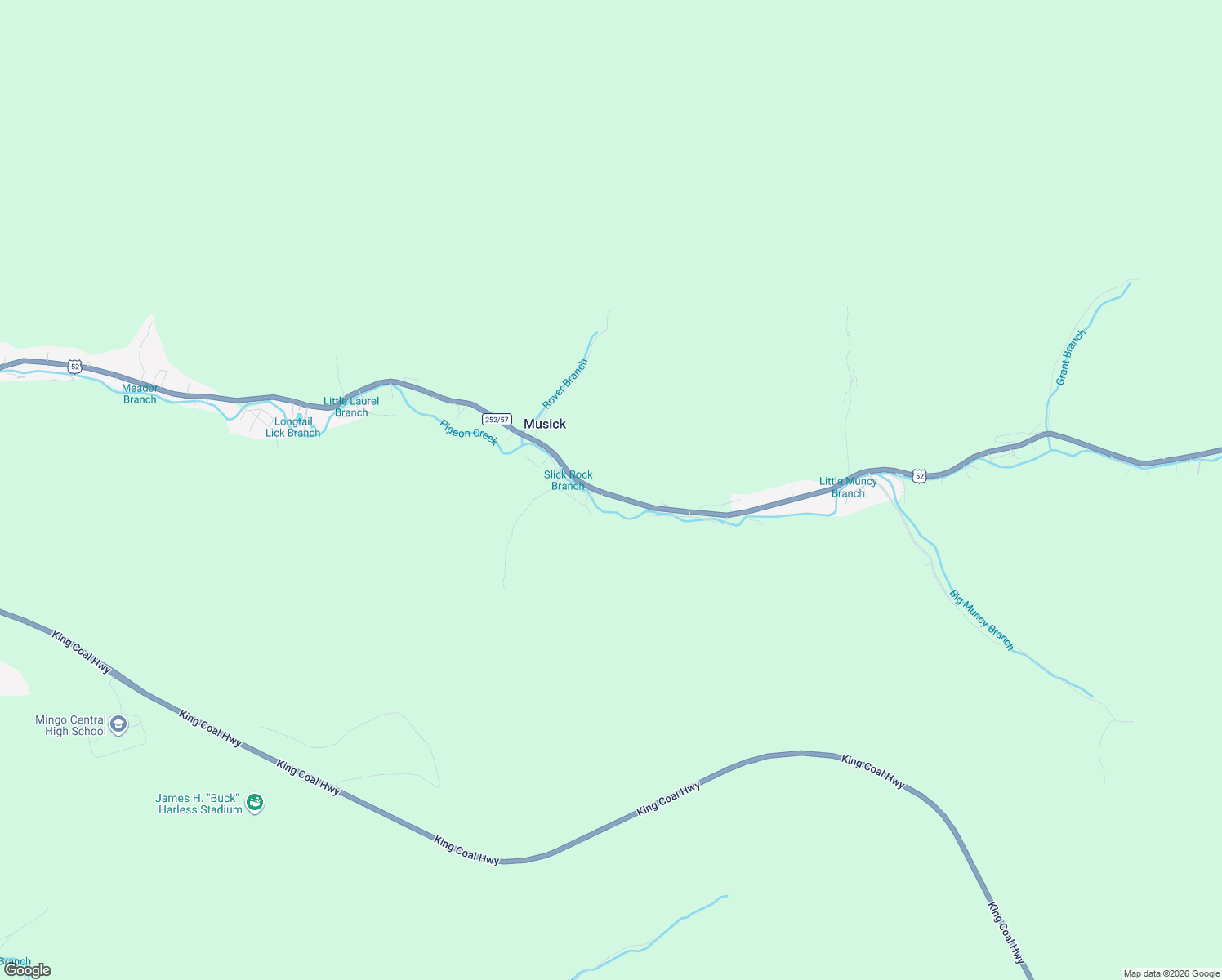 map of restaurants, bars, coffee shops, grocery stores, and more near County Route 252/57 in Delbarton