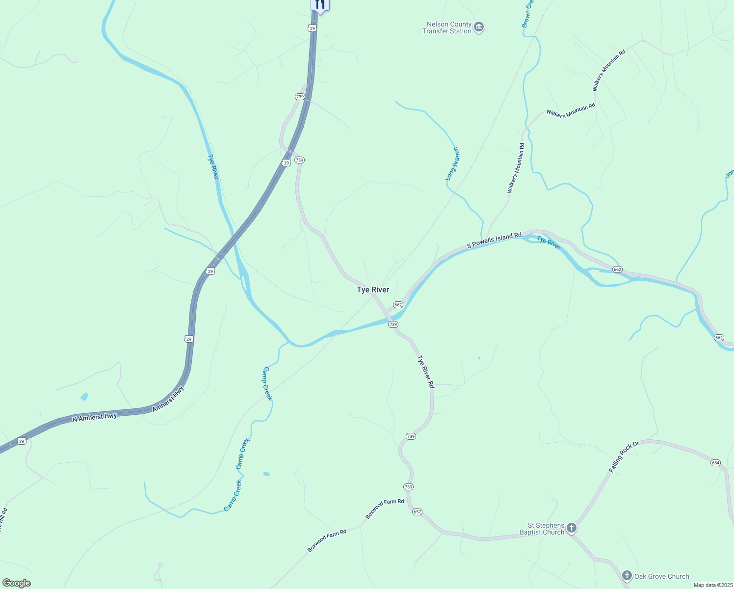 map of restaurants, bars, coffee shops, grocery stores, and more near 858 Tye River Road in Arrington