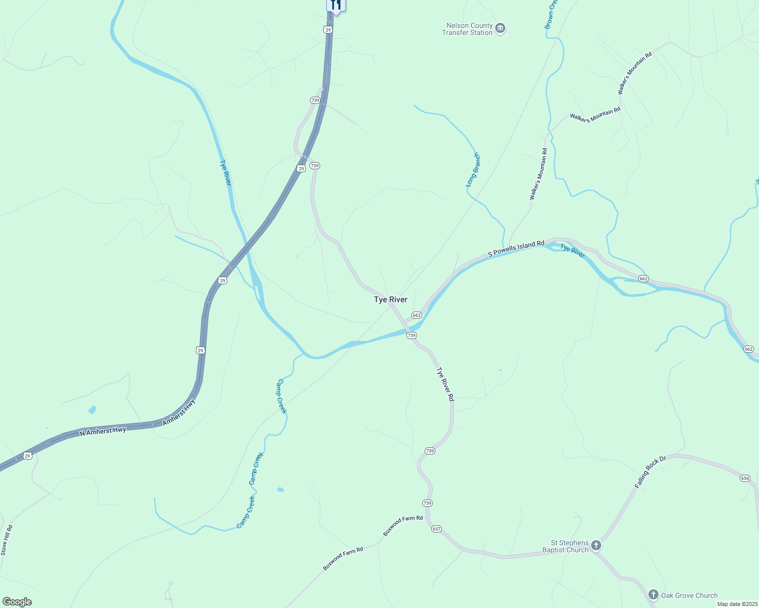 map of restaurants, bars, coffee shops, grocery stores, and more near 858 Tye River Road in Arrington