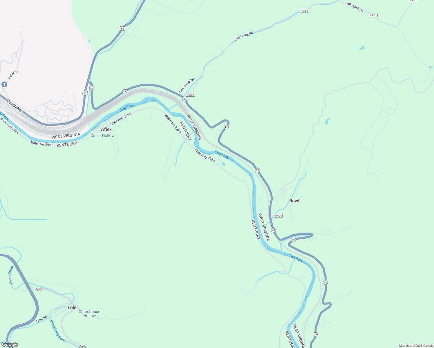 map of restaurants, bars, coffee shops, grocery stores, and more near 2453 Kentucky 292 in Belfry