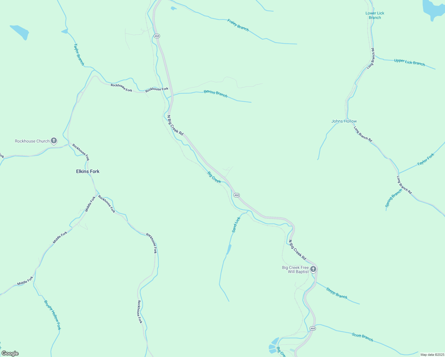 map of restaurants, bars, coffee shops, grocery stores, and more near 2275 North Big Creek Road in Belfry
