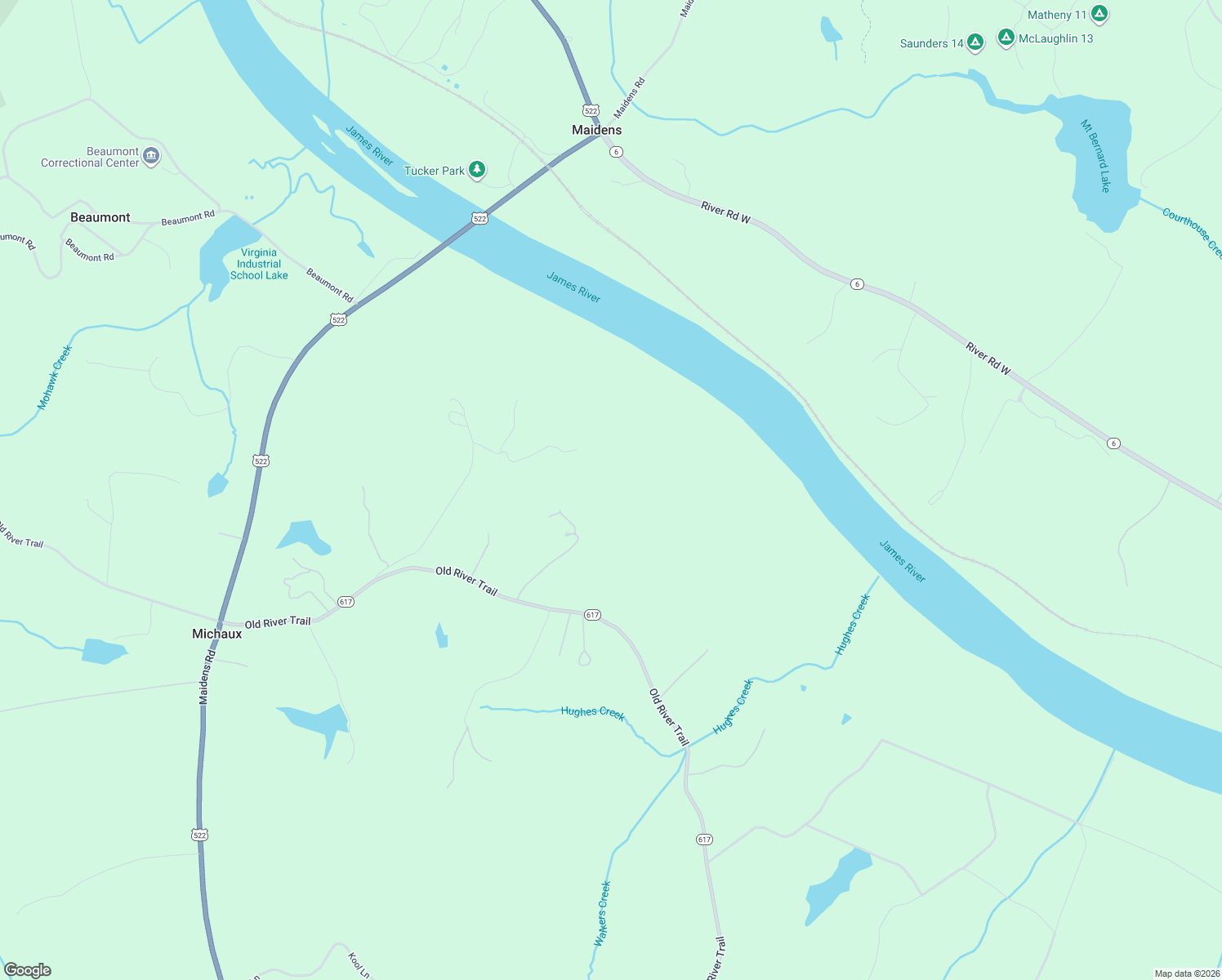 map of restaurants, bars, coffee shops, grocery stores, and more near 4226 Michaux Grant Road in Powhatan