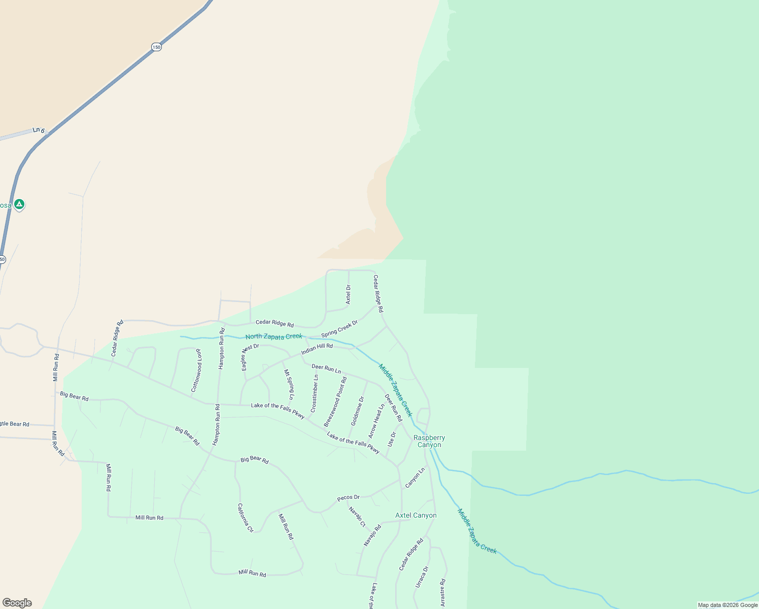 map of restaurants, bars, coffee shops, grocery stores, and more near 499 Cedar Ridge Road in Alamosa County