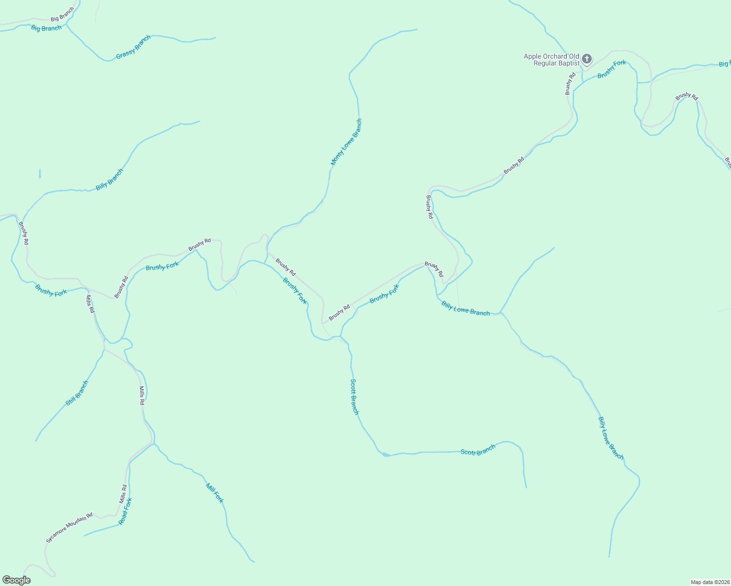 map of restaurants, bars, coffee shops, grocery stores, and more near 12261-13099 Brushy Road in Pikeville