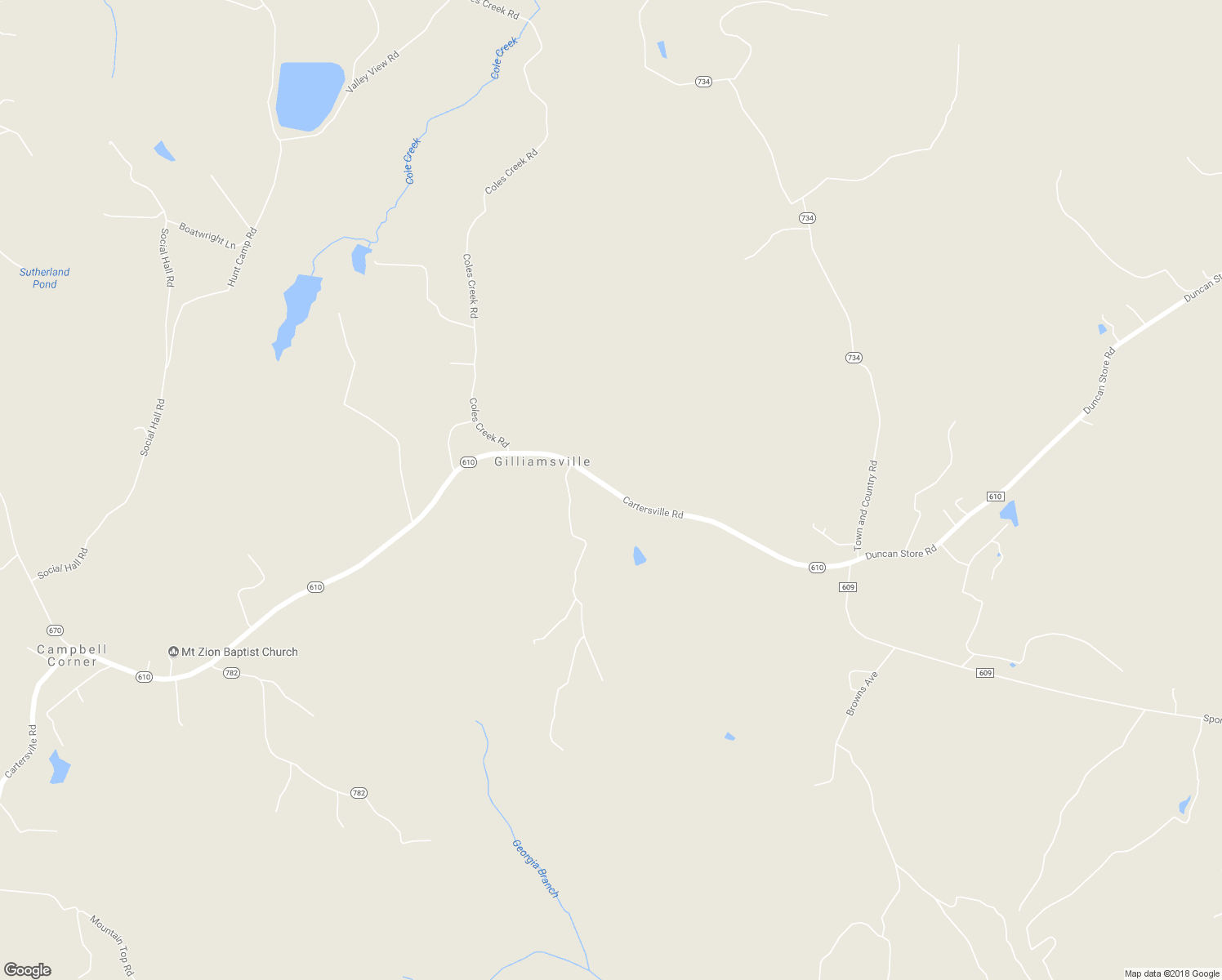 map of restaurants, bars, coffee shops, grocery stores, and more near Cartersville Road in New Canton