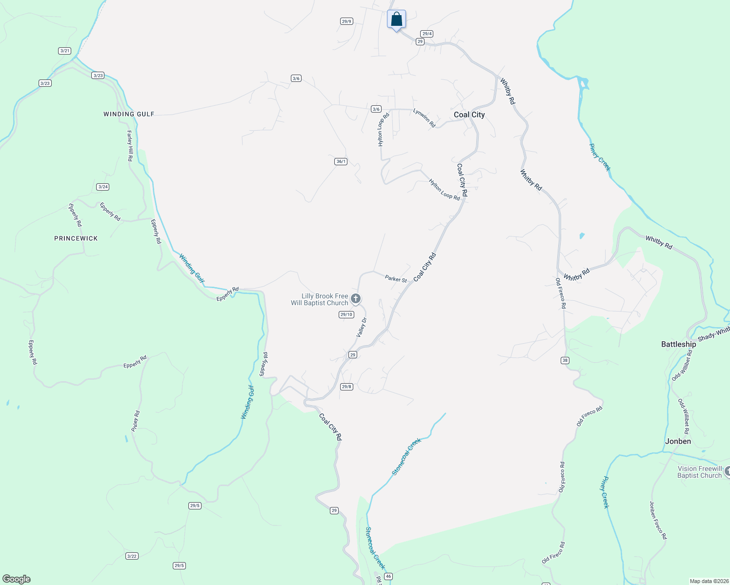 map of restaurants, bars, coffee shops, grocery stores, and more near 303 Parker Street in Coal City