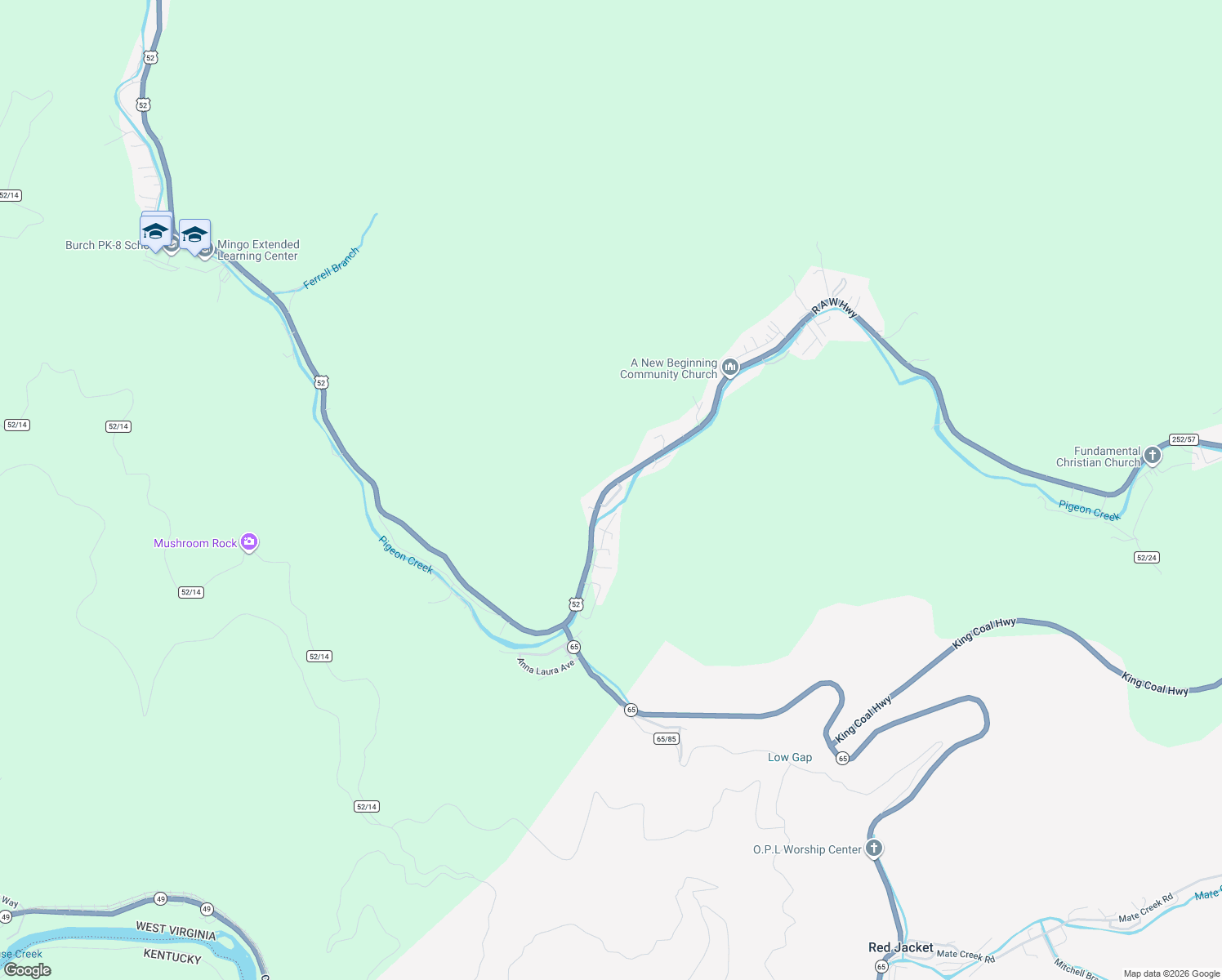 map of restaurants, bars, coffee shops, grocery stores, and more near County Route 252/57 in Delbarton