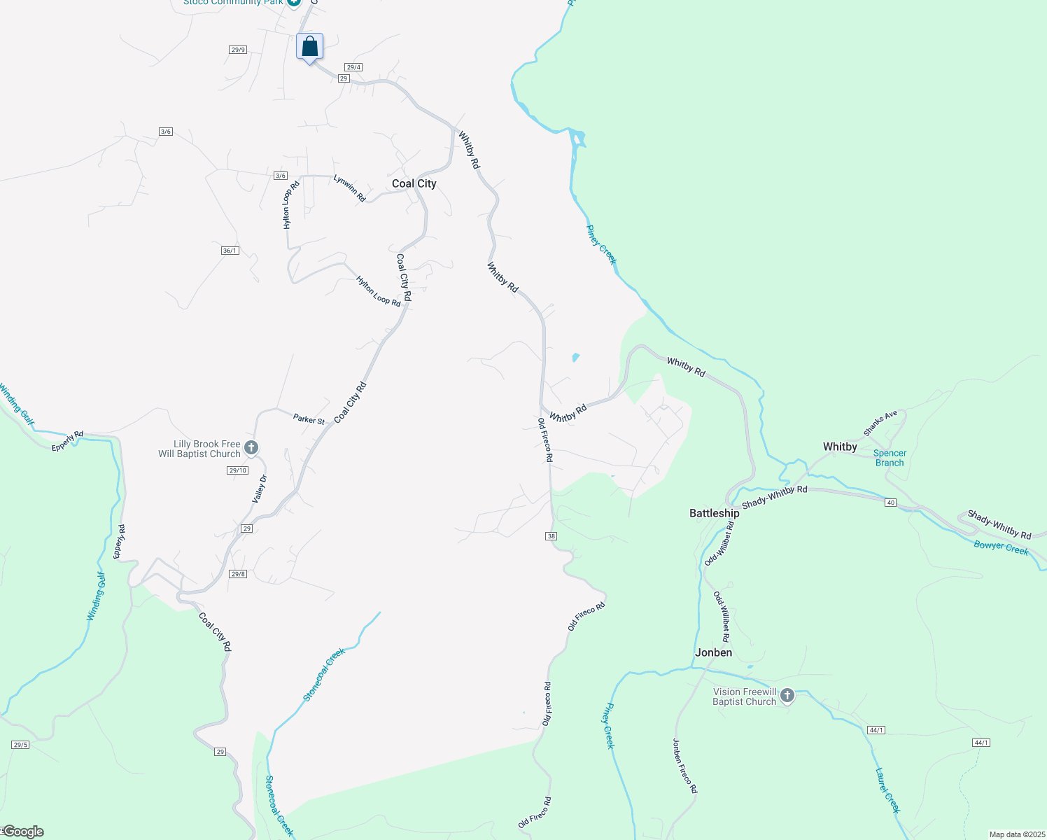 map of restaurants, bars, coffee shops, grocery stores, and more near 124 Old Fireco Road in Coal City