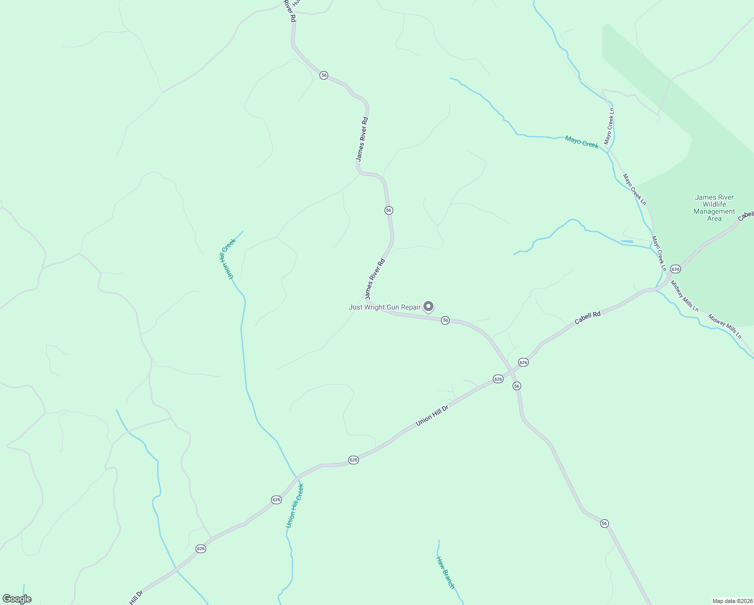 map of restaurants, bars, coffee shops, grocery stores, and more near 3388 James River Road in Nelson