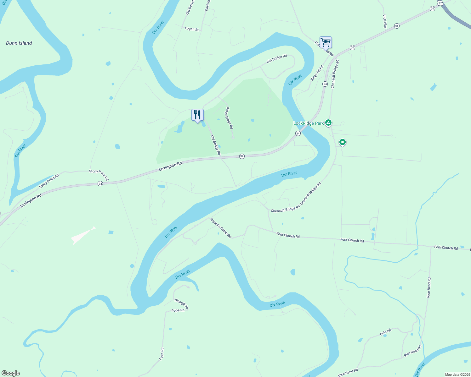 map of restaurants, bars, coffee shops, grocery stores, and more near 4960 Chenault Bridge Road in Danville