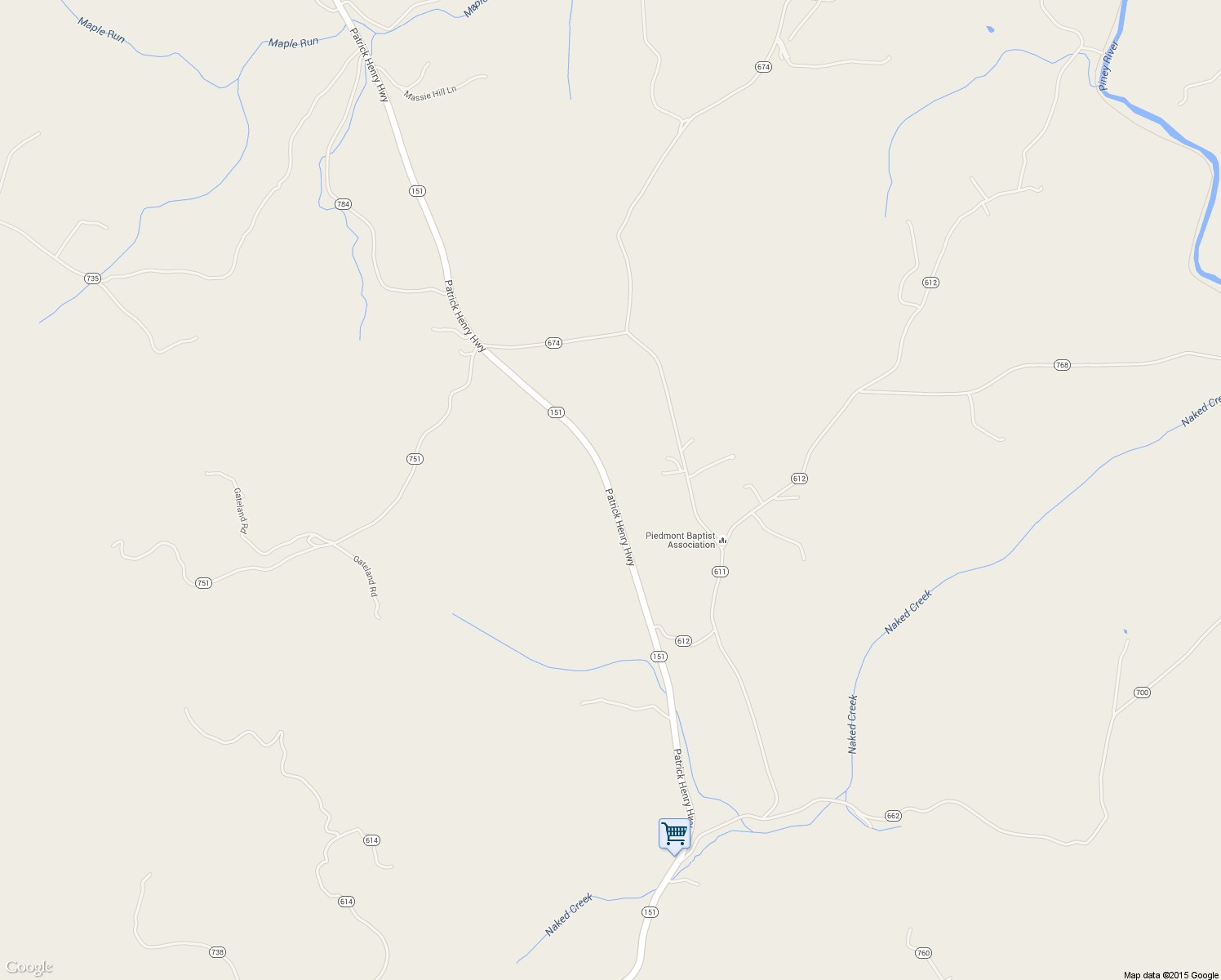 map of restaurants, bars, coffee shops, grocery stores, and more near 1602 Patrick Henry Hwy in Amherst