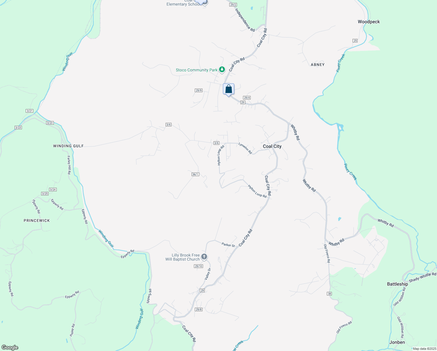 map of restaurants, bars, coffee shops, grocery stores, and more near 415 Hylton Loop Road in Coal City