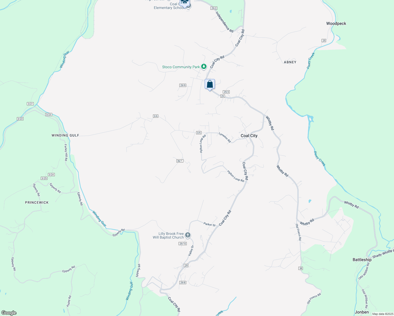 map of restaurants, bars, coffee shops, grocery stores, and more near 415 Hylton Loop Road in Coal City