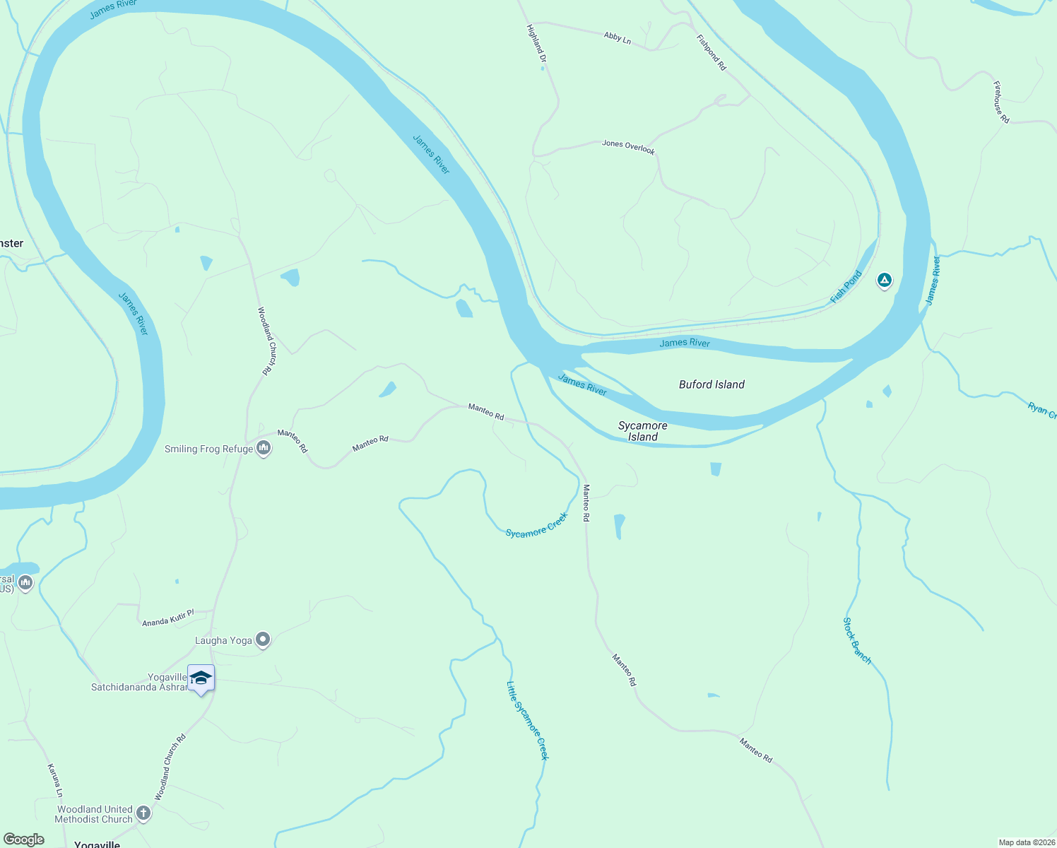 map of restaurants, bars, coffee shops, grocery stores, and more near 1255 Manteo Road in Buckingham