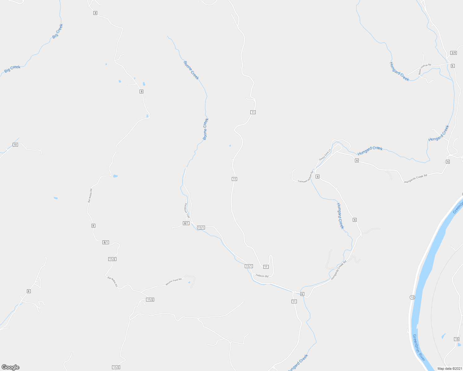 map of restaurants, bars, coffee shops, grocery stores, and more near Taylors Ridge in Pence Springs