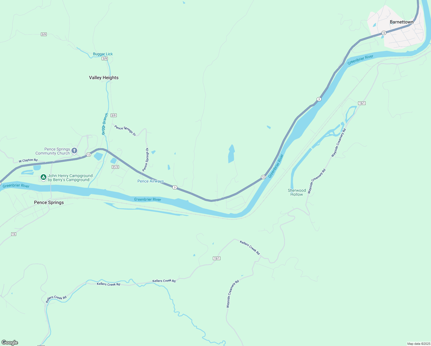 map of restaurants, bars, coffee shops, grocery stores, and more near 235 Lyall Hill Drive in Pence Springs