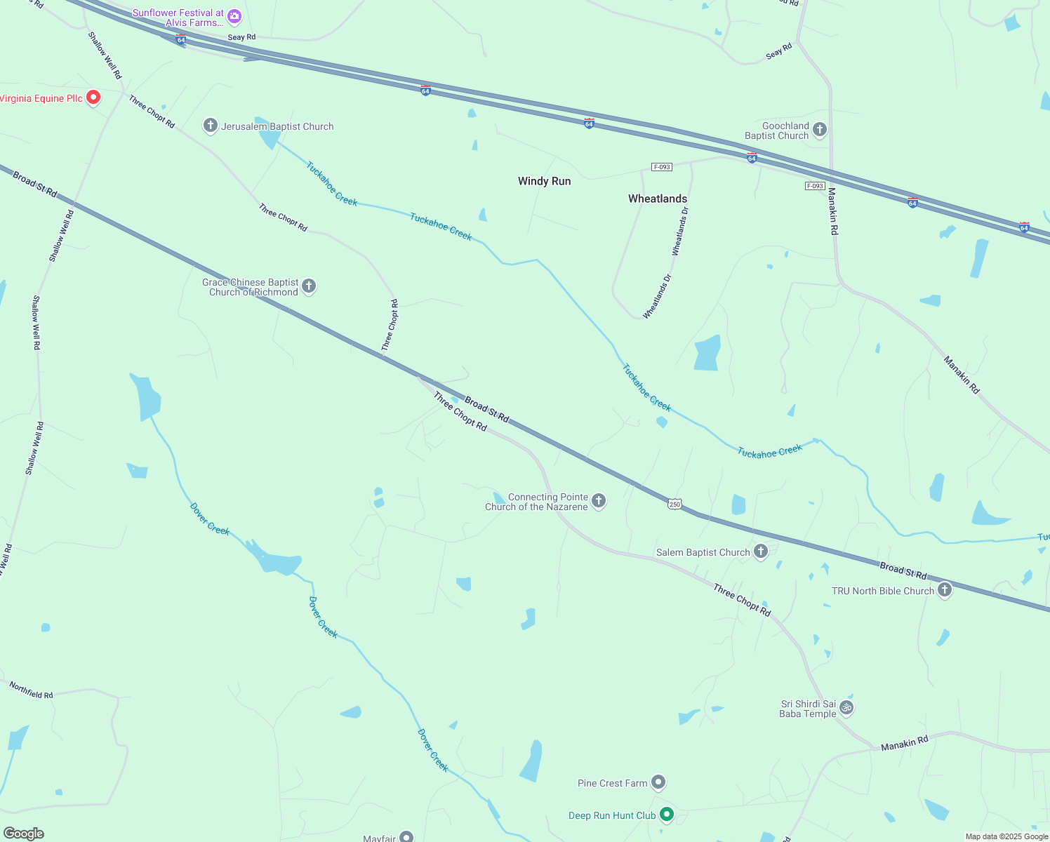 map of restaurants, bars, coffee shops, grocery stores, and more near 656 Broad Street Road in Manakin-Sabot